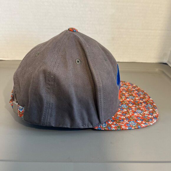 Cali Needle Point Bear Embroidered  Hat Snap Back Floral Blue Orange Adult - Picture 4 of 8